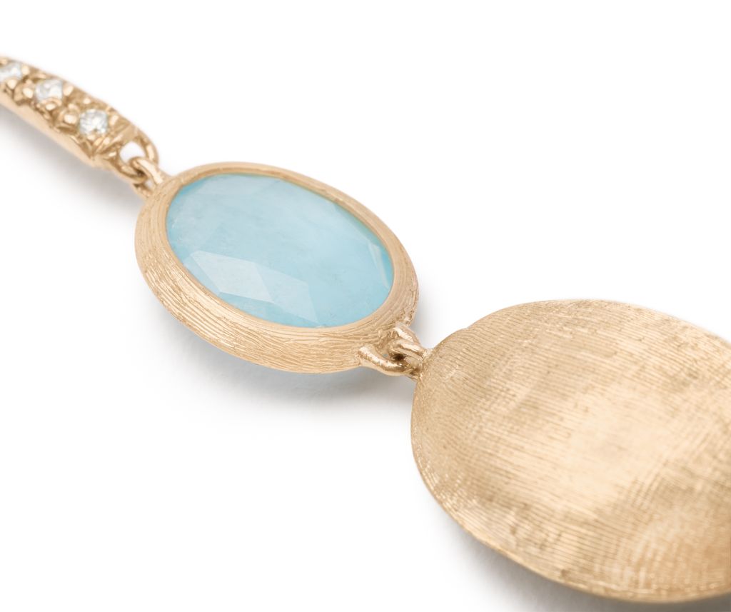 18K YG Siviglia Aquamarine, Gold & Diamond Accent Earrings by Marco Bicego