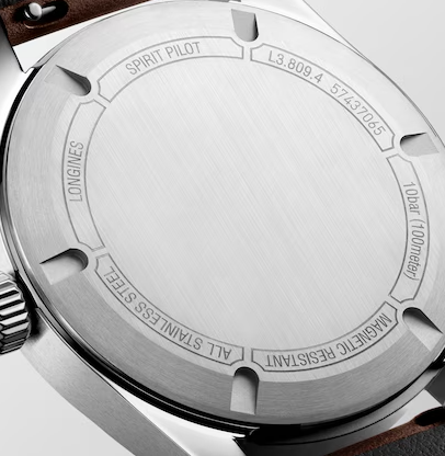 Longines Spirit Pilot 39mm Watch with  Black Dial & Leather Strap