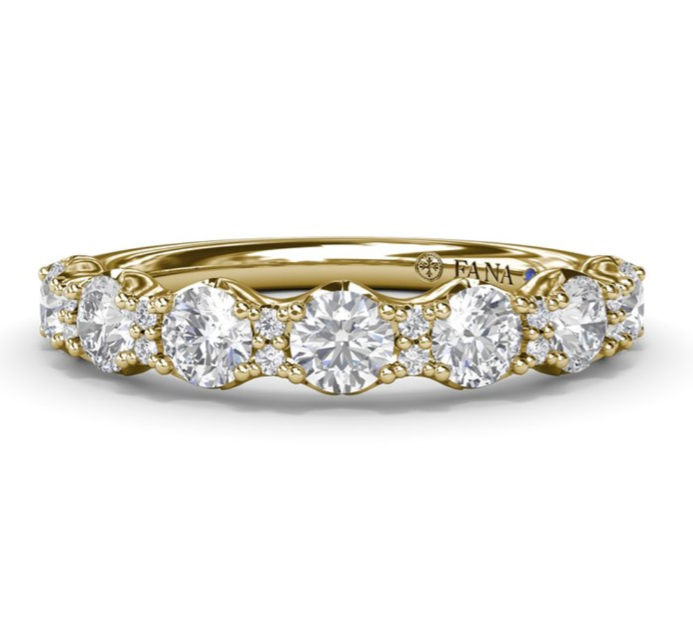 14K Yellow Gold Diamond Scalloped Shape Half-Way Anniversary Band by Fana Main image