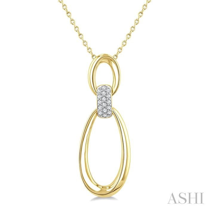 Sterling silver Gold Vermeil Diamond Oval Pendant Necklace Main image