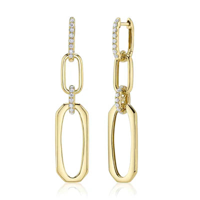 14K YG Diamond Paperclip Dangle Earrings Main image