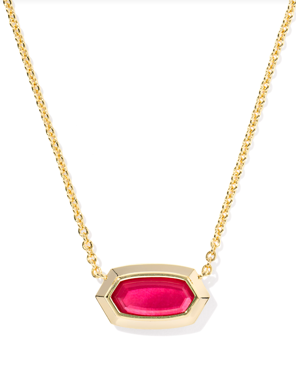 Gold Plated Elisa Bezel Pendant Necklace in Carmine Red Illusion by Kendra Scott Secondary image