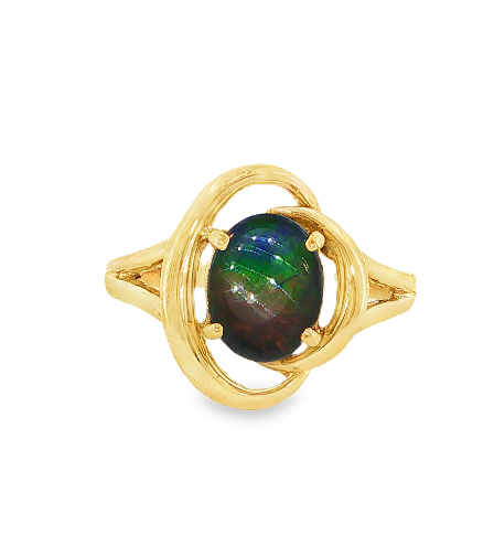 14K YG Triplet Ammolite Swirl Cocktail Ring *Estate Item Sold as is, Final Sale* Main image