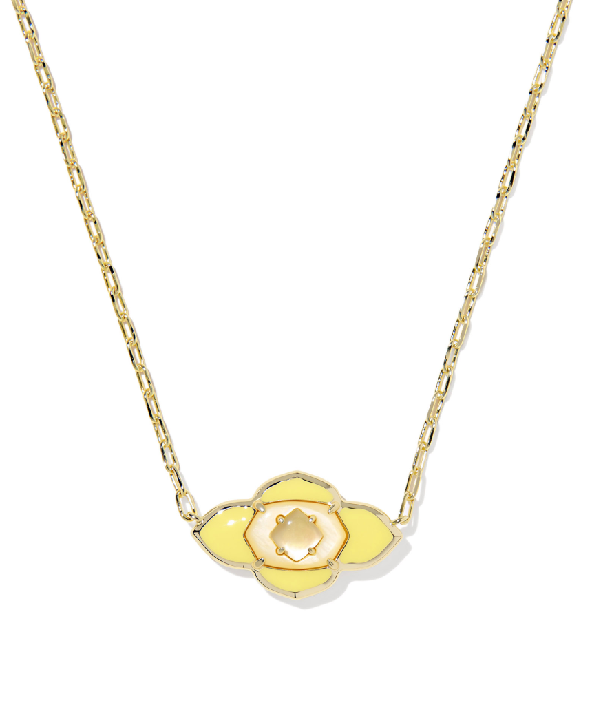 Gold Plated Abbie Medallion Pendant in Yellow Mix by Kendra Scott