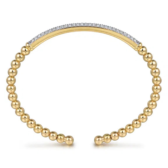 14K YG Diamond Pave Bar Bujukan Split Bangle by Gabriel NY