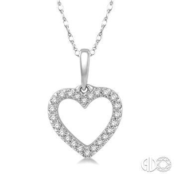 10K WG 1/10cttw Diamond Open Heart Pendant Necklace Main image