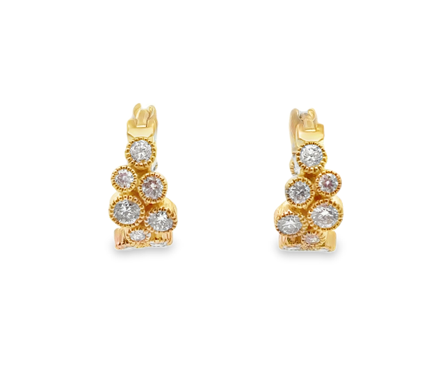 18K Yellow Gold Inside Out Random Scatter Diamond Huggies by Erica Courtney Secondary image