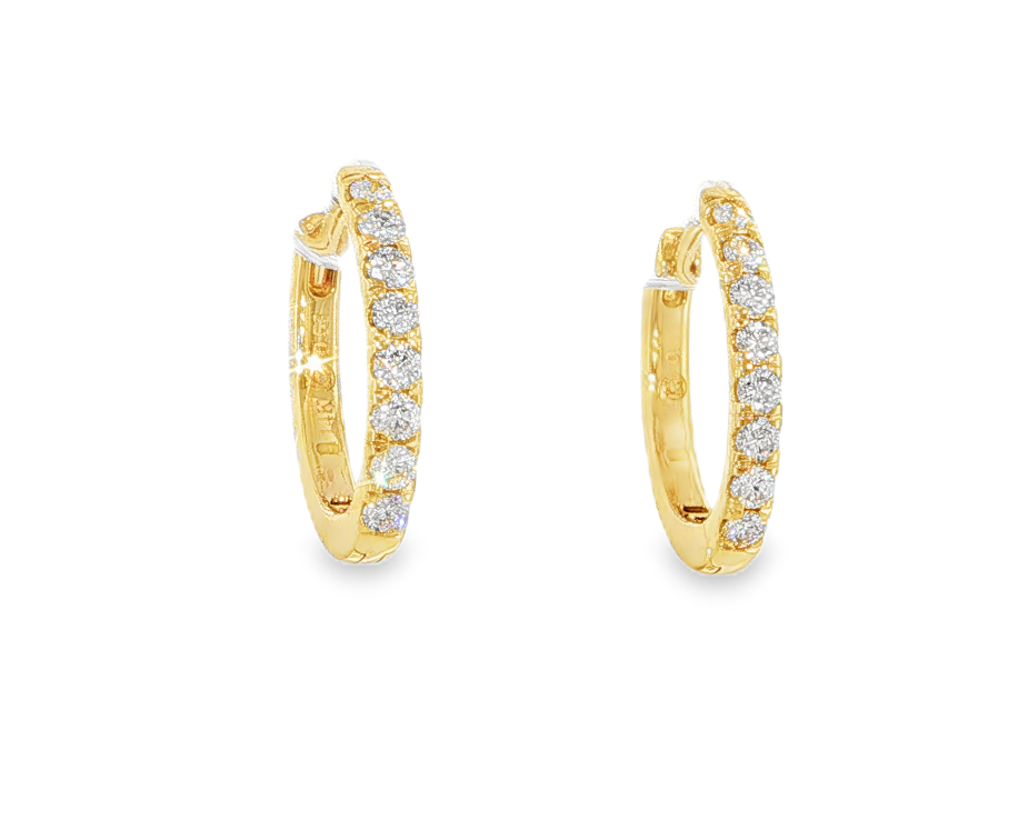 14K Yellow Gold 1/2cttw Diamond Oval Small Hoops