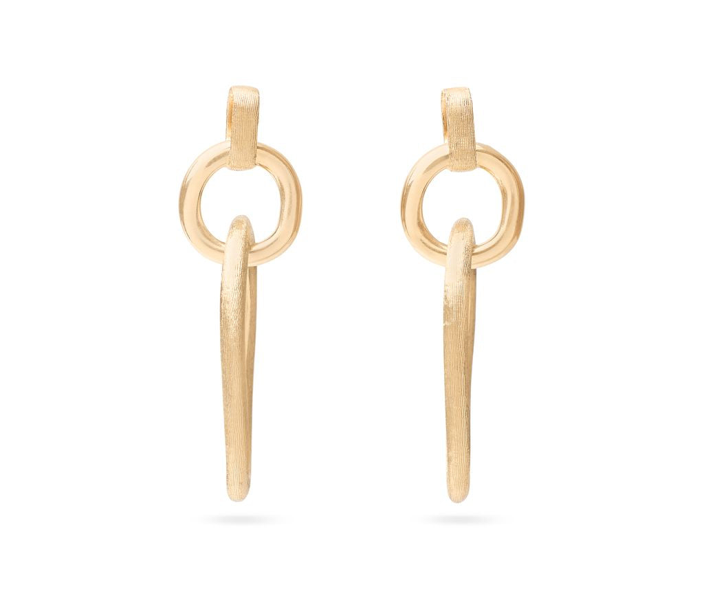 18K YG Jaipur Gold Polished & Engraved Link Drop Earrings by Marco Bicego Secondary image