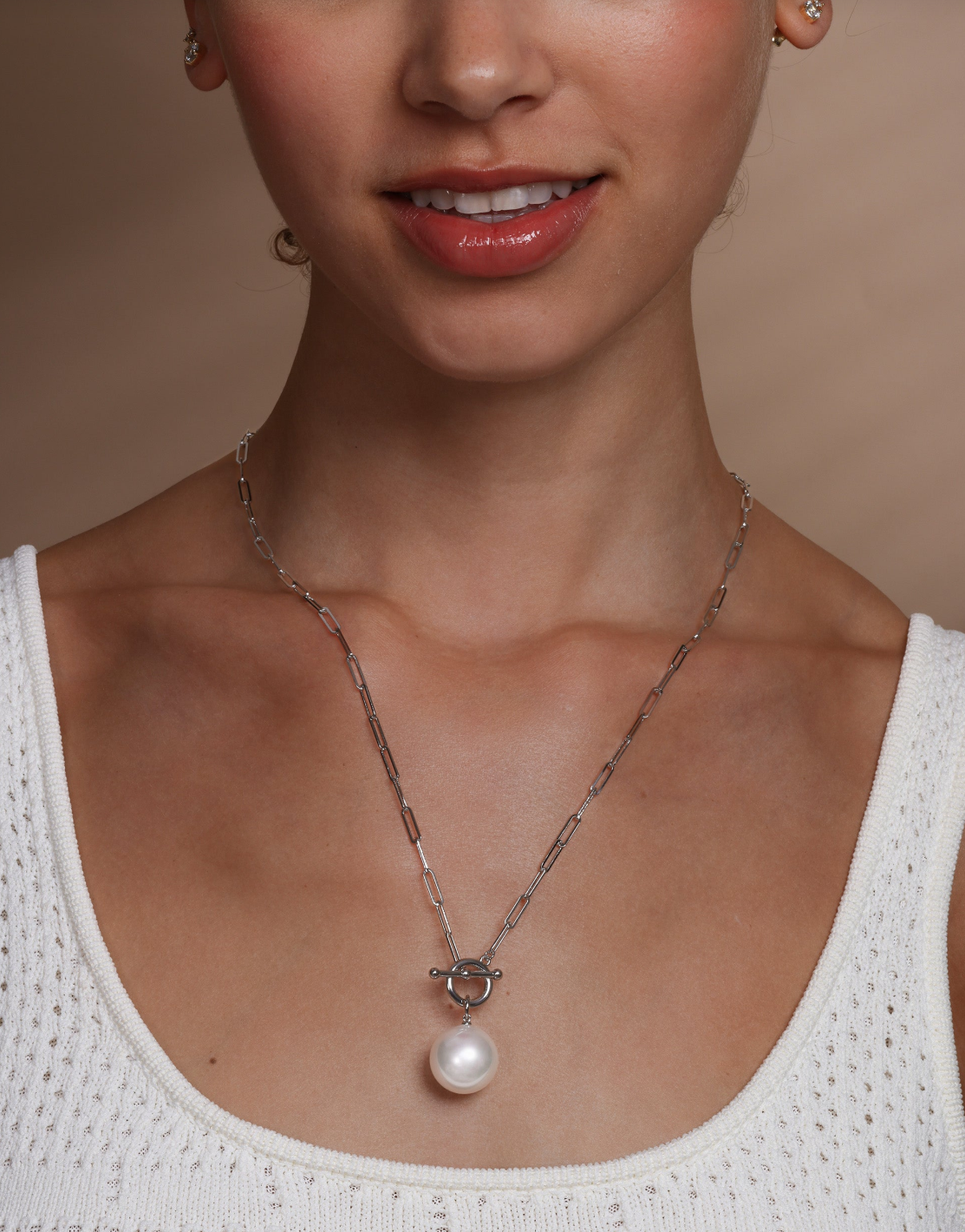 Silver Plated Life's a Ball Pearl Pendant Necklace by Melinda Maria