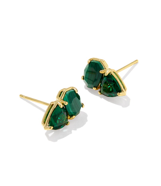 Tatum Gold Plated Stud Earrings in Green Mix by Kendra Scott