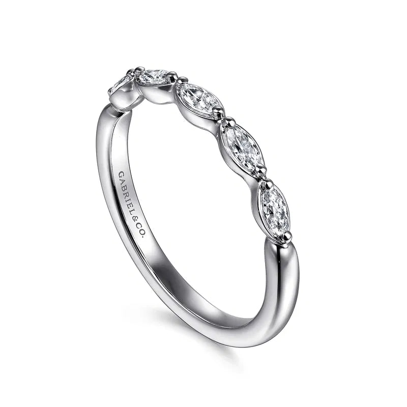 14K WG "Claudette" 1/4cttw Marquise Diamond Anniversary Band by Gabriel NY