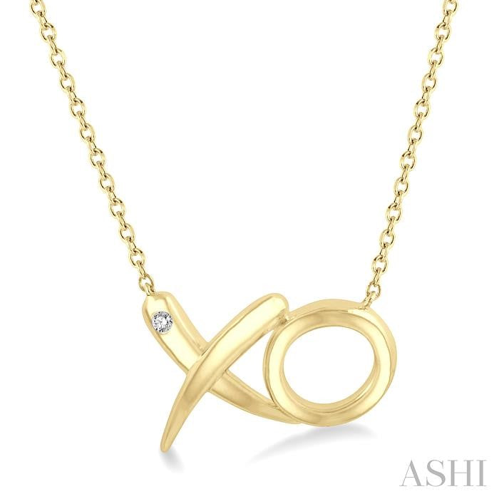 Sterling Silver Gold Vermeil XO Diamond Pendant Necklace Main image