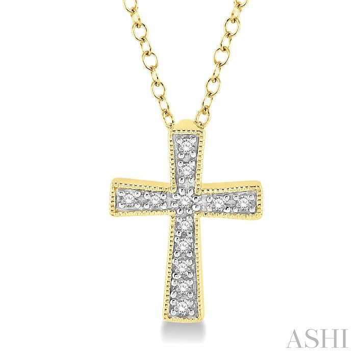 Sterling Silver Gold Vermeil Diamond Cross Pendant Necklace