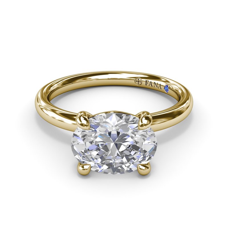 14K YG East-West Oval Solitaire Diamond Semi-Mount by Fana Main image
