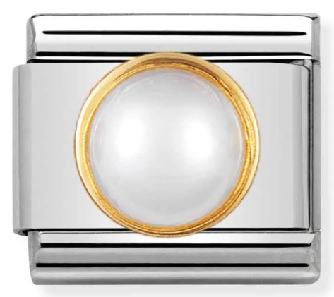 Stainless Steel & 18K Yellow Gold Pearl June Birthstone Charm