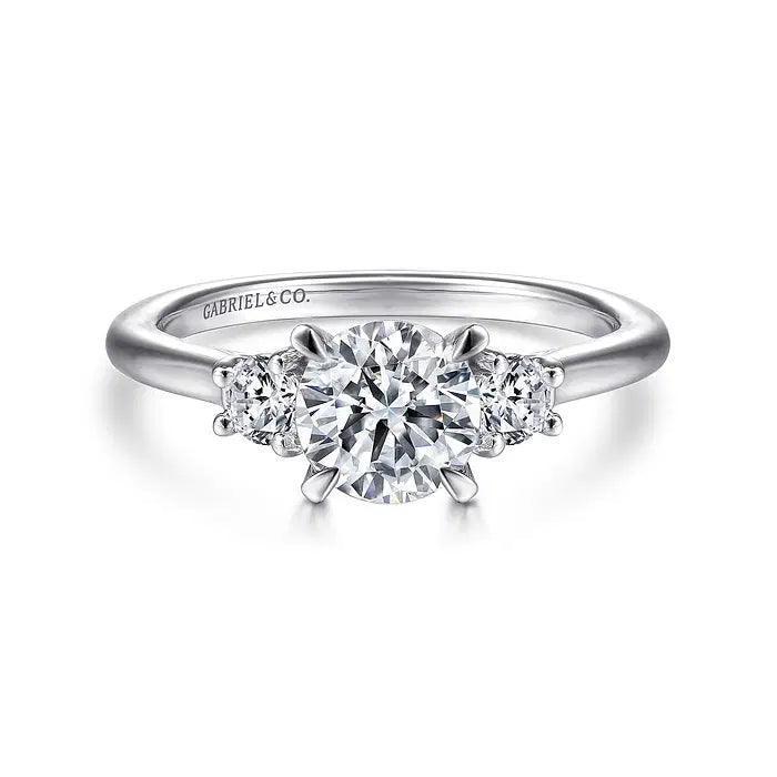 14K WG "Sanaa" Round Diamond 3-Stone Engagement Semi-Mount by Gabriel NY