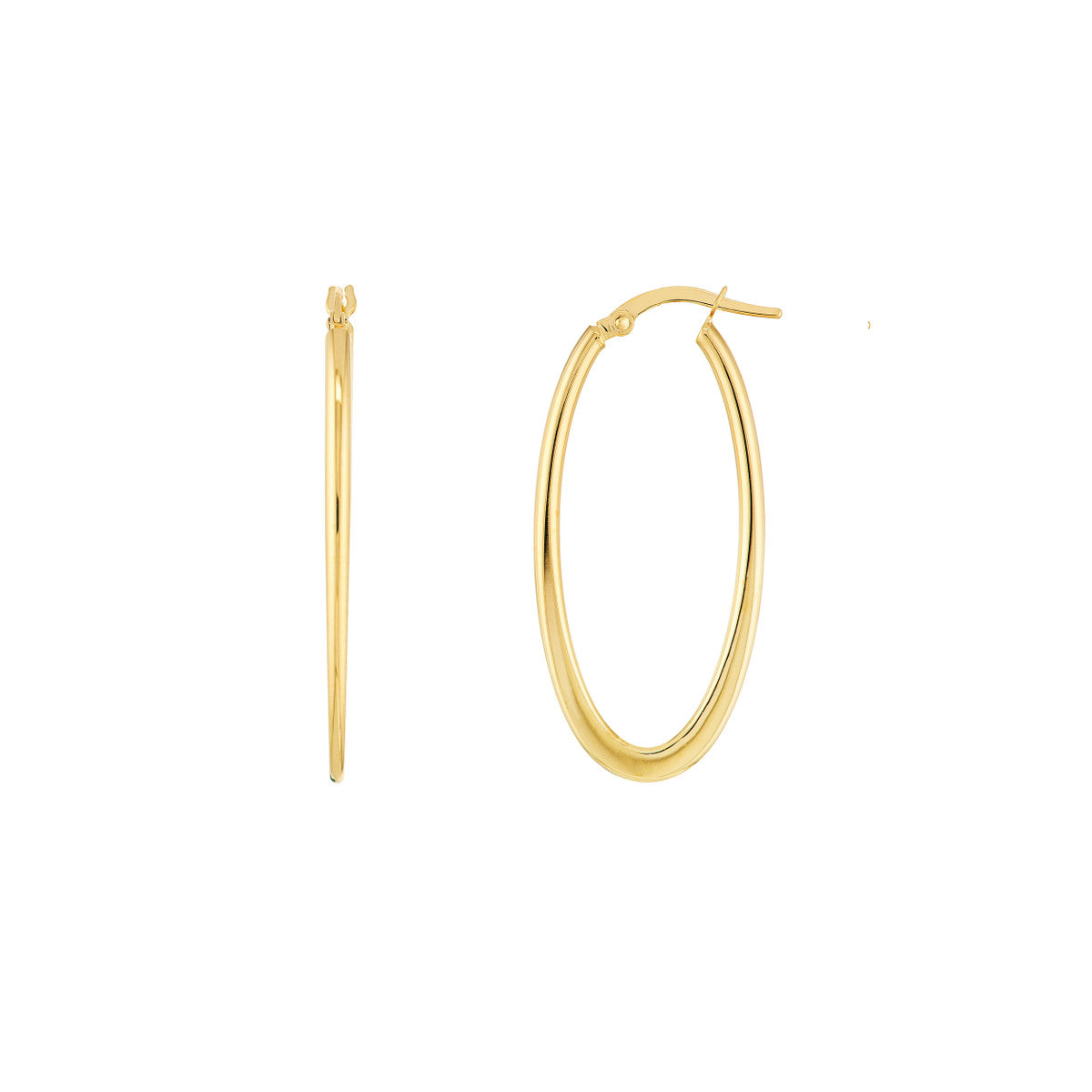 14K YG Skinny Oval Hoop Earrings Main image