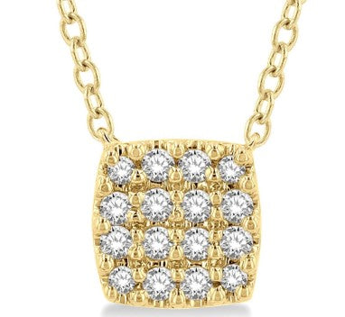 10K YG 1/8cttw Diamond Petite Cluster CU Shape Pendant Necklace Main image