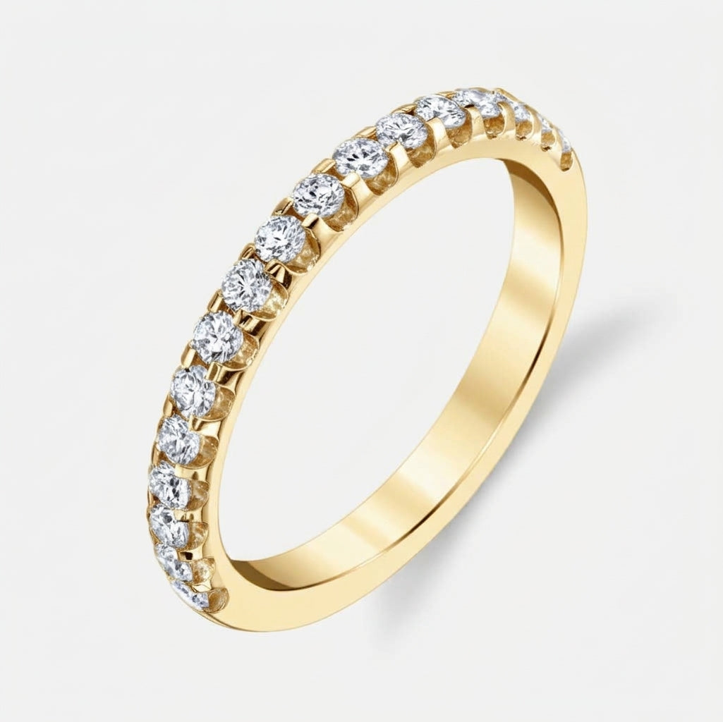 18K Yellow Gold Diamond Micro U-Prong Wedding Band by Joshua J
