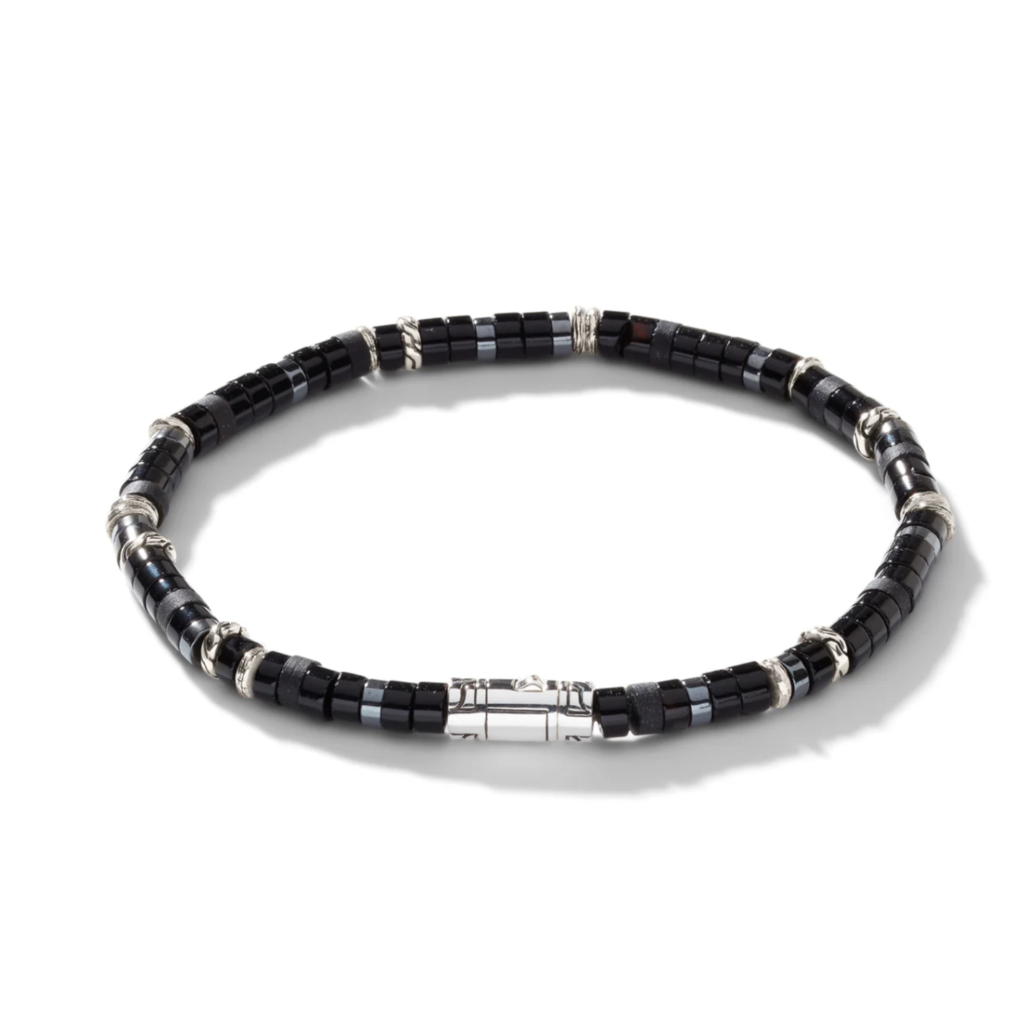 Sterling Silver & Treated Black Onyx Heishi 4mm Bracelet with Hematite by John Hardy Main image