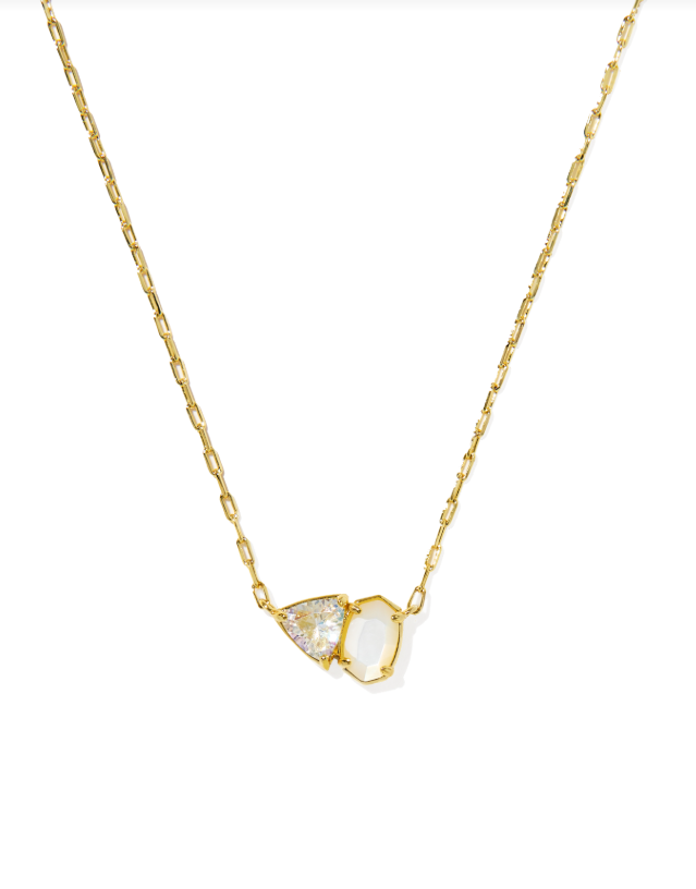 Tatum Gold Plated Short Pendant Necklace in Neutral Mix by Kendra Scott Main image