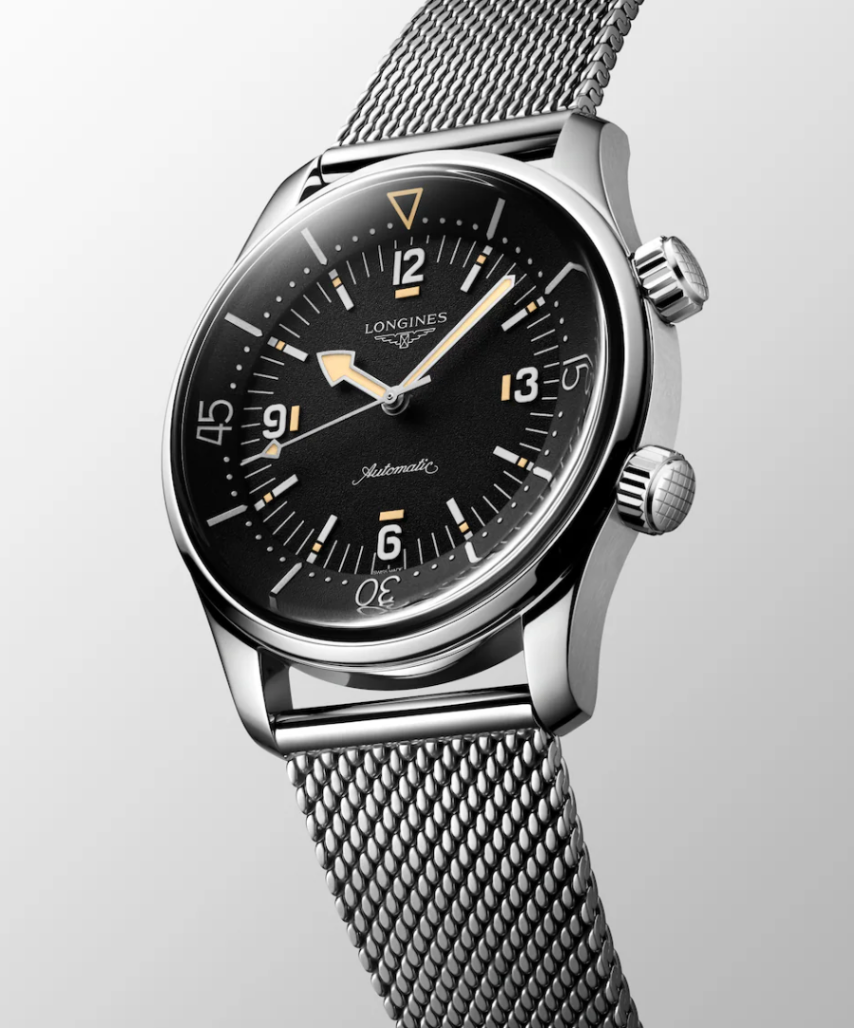 Longines Legend Diver 59 with Black Dial & Mesh Bracelet