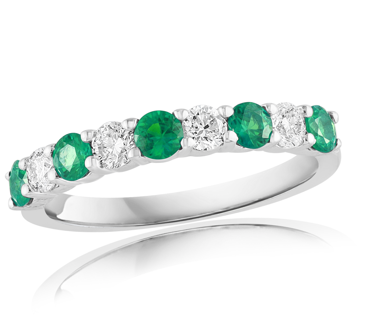 14K WG Emerald & Diamond Alternating Band Main image