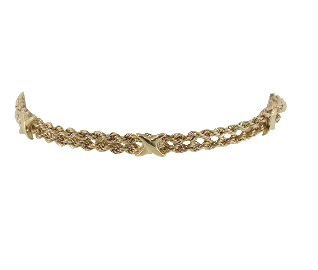 14K Yellow Gold Rope Bracelet with X Stations Main image
