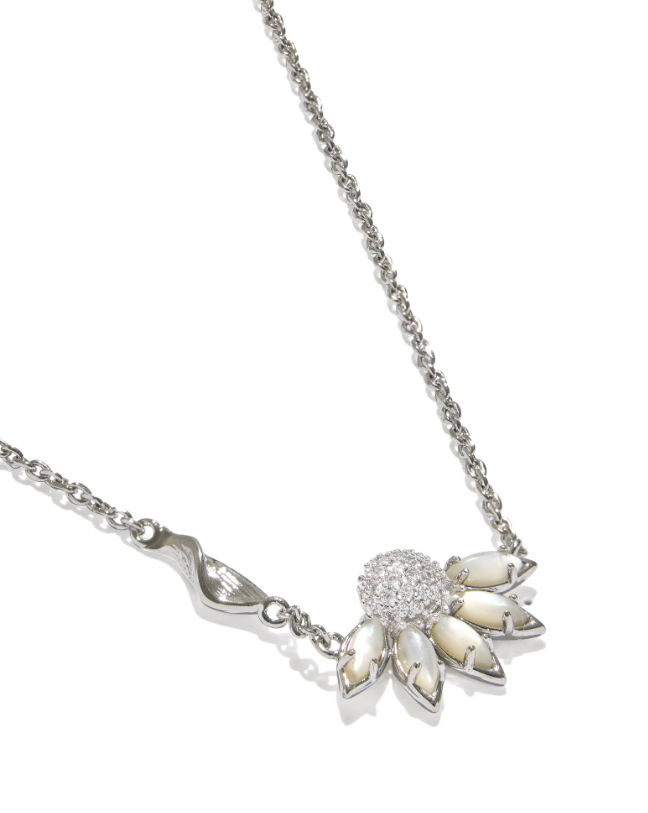 Rhodium Plated Anya Flower Pendant in Ivory Mix by Kendra Scott Secondary image