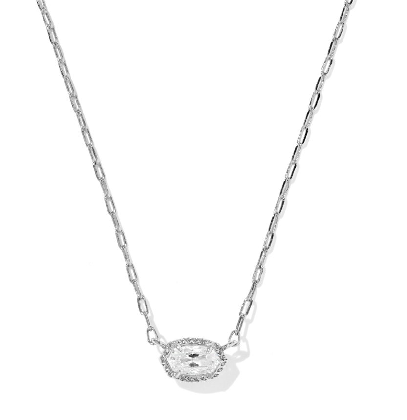 Mini Elisa Luxe Pendant Necklace in Silver White CZ by Kendra Scott Main image