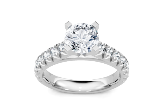 14K WG 14 Rd Dia=7/8cttw Semi Mount