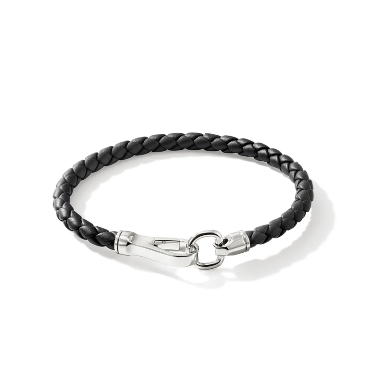 Sterling Silver & Black Leather Men's Essential 5mm Bracelet by John Hardy