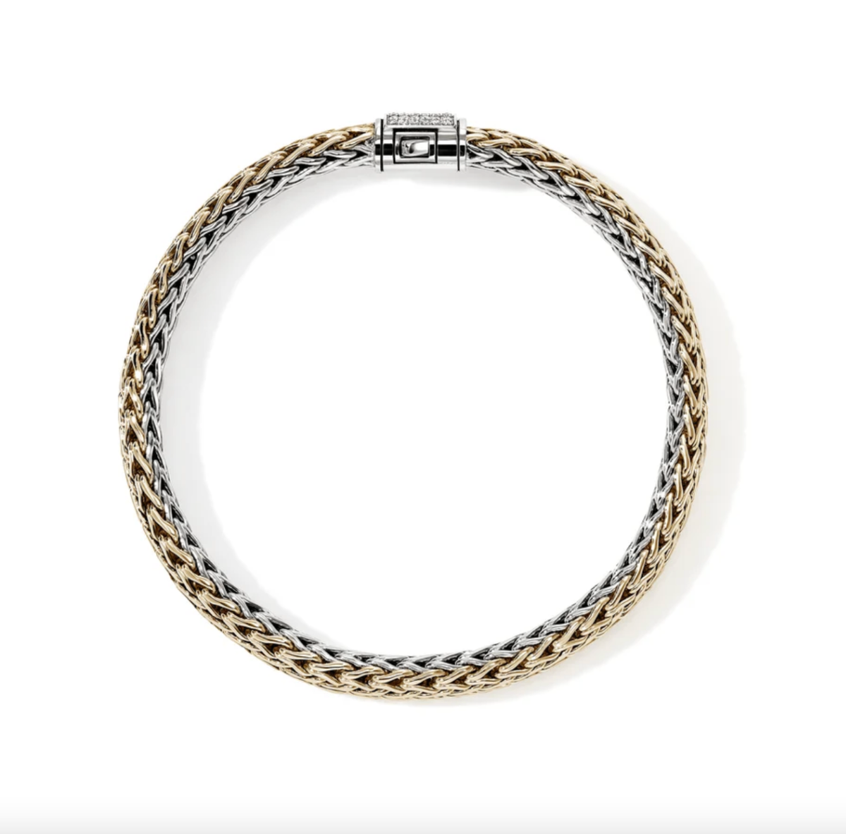 Sterling Silver & 14K Yellow Gold Icon 6.5mm Reversible Bracelet with Diamond Clasp by John Hardy