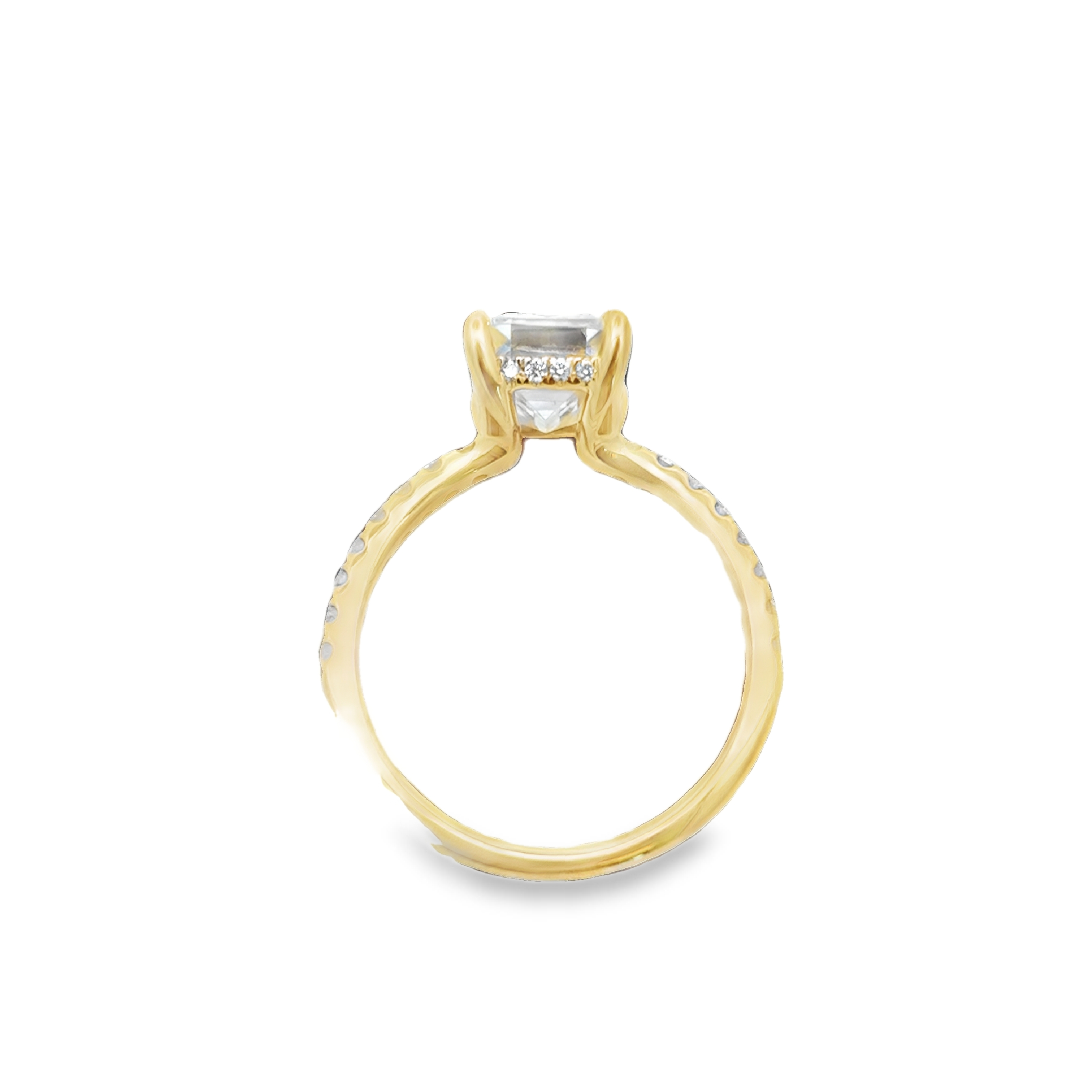 14K YG 1/4cttw Emerald Diamond Petite Set Hidden Halo Semi-Mount by Imagine Bridal