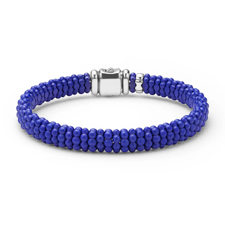 SS/18K Matte Blue Caviar Men's 9mm Rope Bracelet by LAGOS Main image