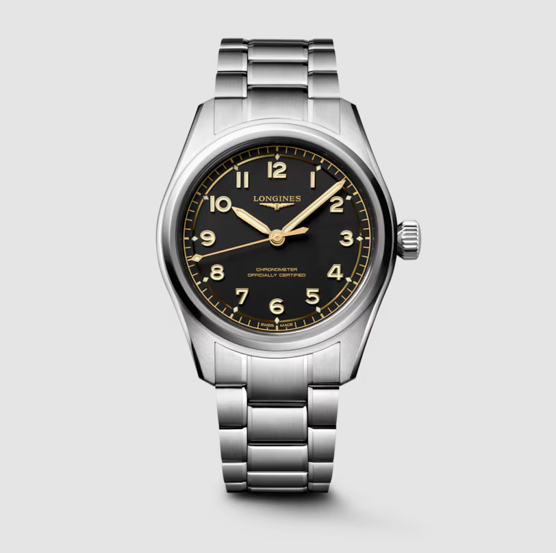 Longines Spirit Pilot 39mm Watch with Black Matt Dial