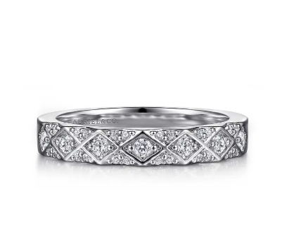 14K WG Vintage Inspired Diamond Stackable Ring by Gabriel