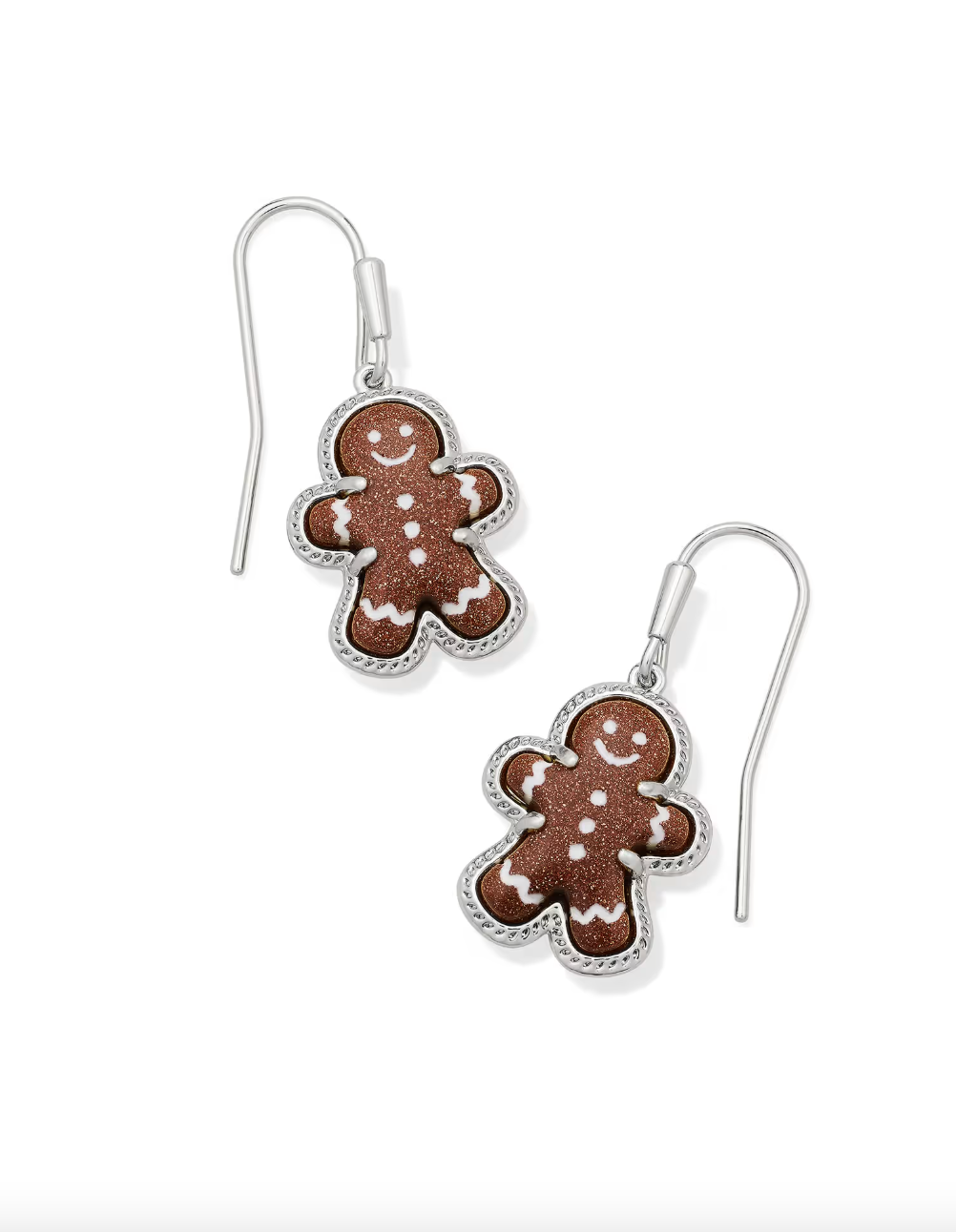 Rhodium Plated Gingerbread Drop Earrings in Brown Goldstone by Kendra Scott