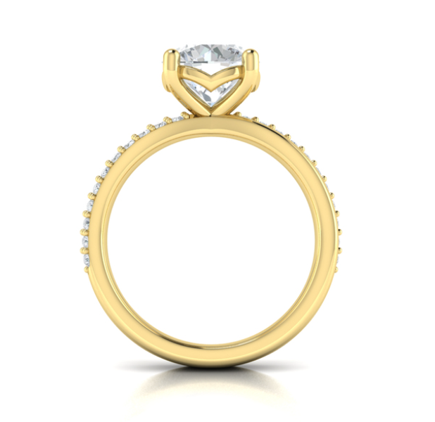14K YG Diamond Arc Wide Band Semi-Mount by Vlora