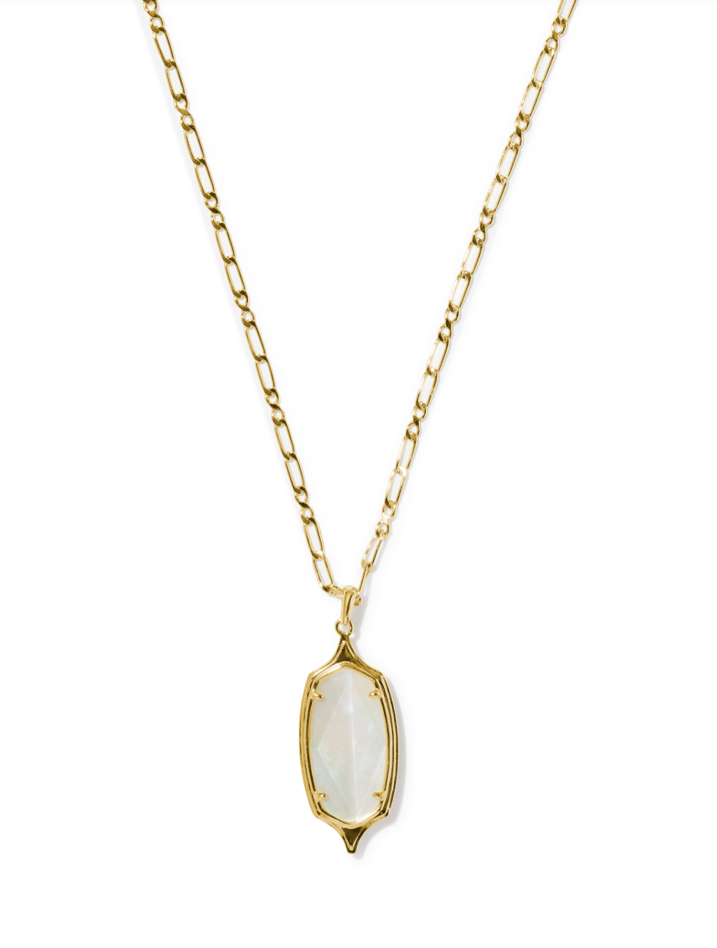 Gold Plated Dani Step Frame Long Pendant in Ivory Mother of Pearl by Kendra Scott Main image