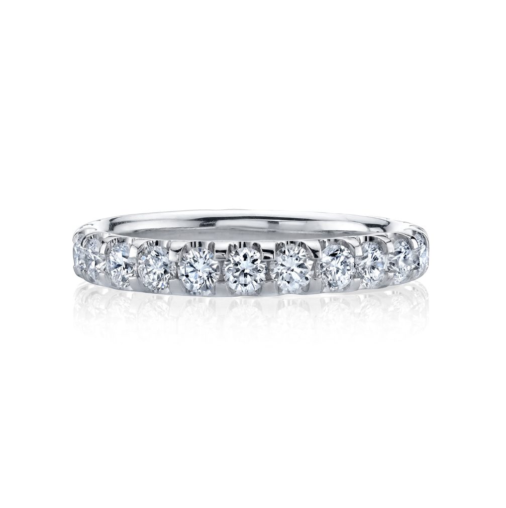 18K White Gold Diamond Micro U-Prong Wedding Band by Joshua J