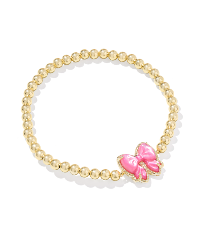 Gold Plated Haley Bow Stretch Bracelet in Rose Violet MOP by Kendra Scott Main image