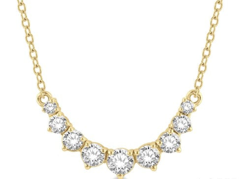 14K YG 1/2cttw Diamond Graduated Smile Necklace