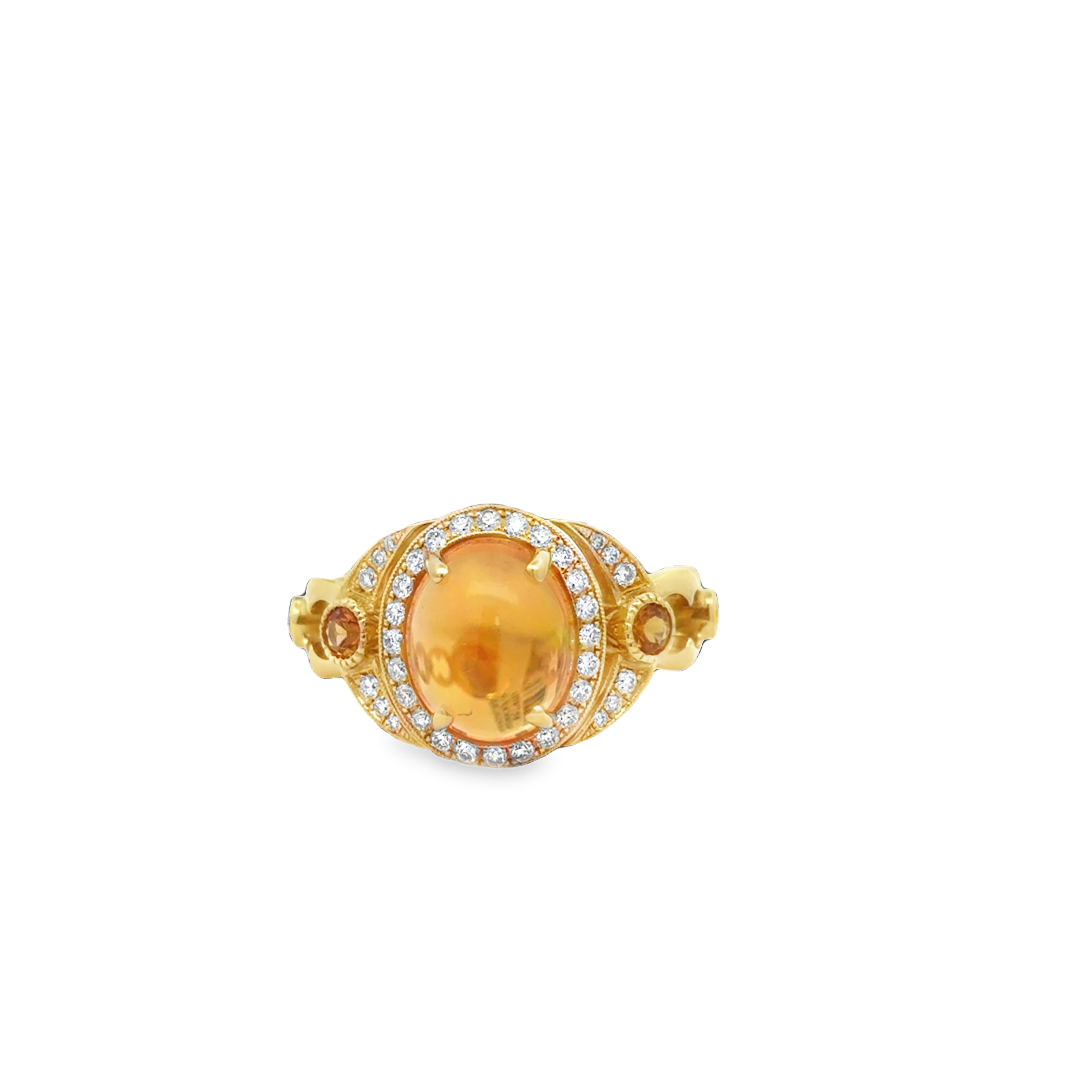 18K YG Eva Orange Sapphire Cabochon & Diamond Accent Ring by Erica Courtney