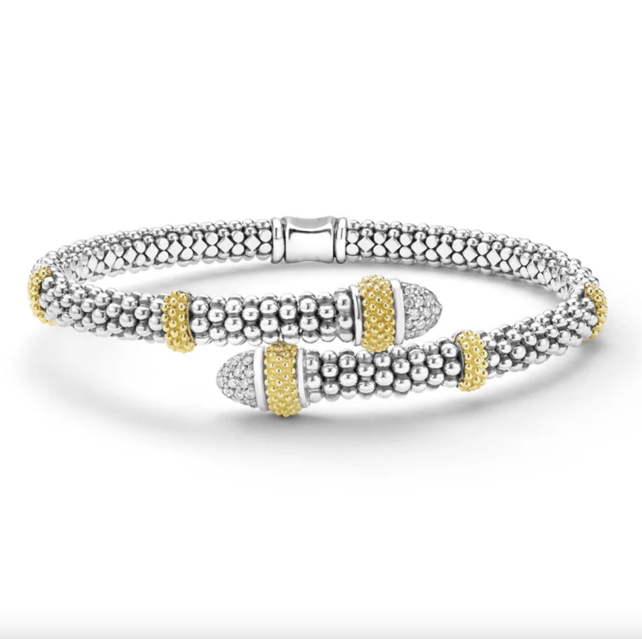 SS/18K Caviar Lux Two-Tone Diamond Versa Bypass Bracelet by LAGOS Main image