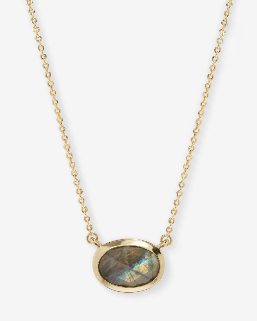 18K Gold Plated She's a Boss Pendant in Labradorite by Melinda Maria