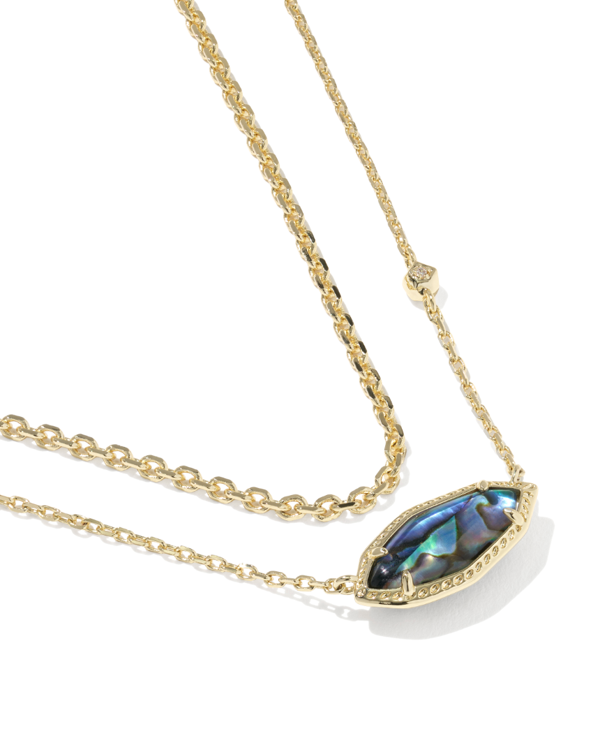 Gold Plated Ophelia Multi Strand Necklace in Abalone Shell by Kendra Scott
