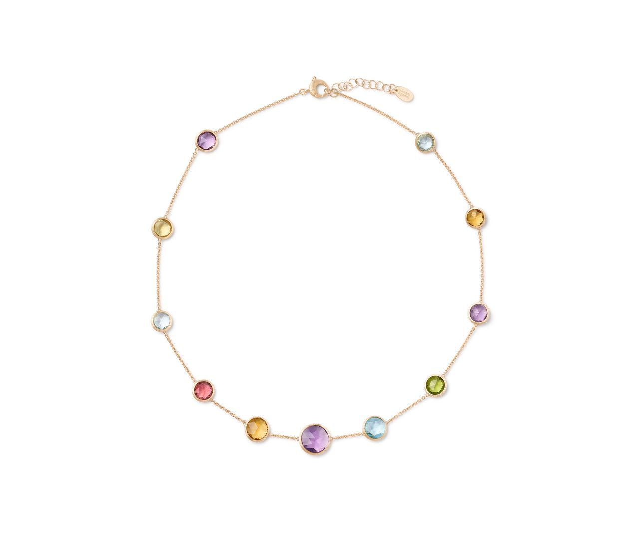 18K YG Jaipur Short Mixed Semi-Precious Gemstone Necklace by Marco Bicego