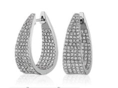 14K WG 2cttw Round Diamond Hoop Earrings